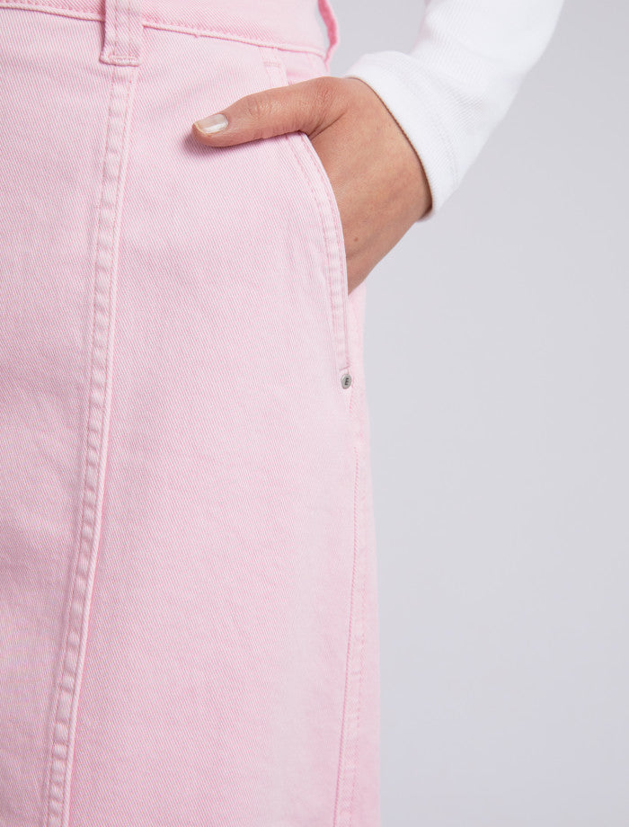 Florence Button Thru Denim Skirt Pink